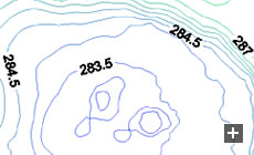 Contour map of a dam